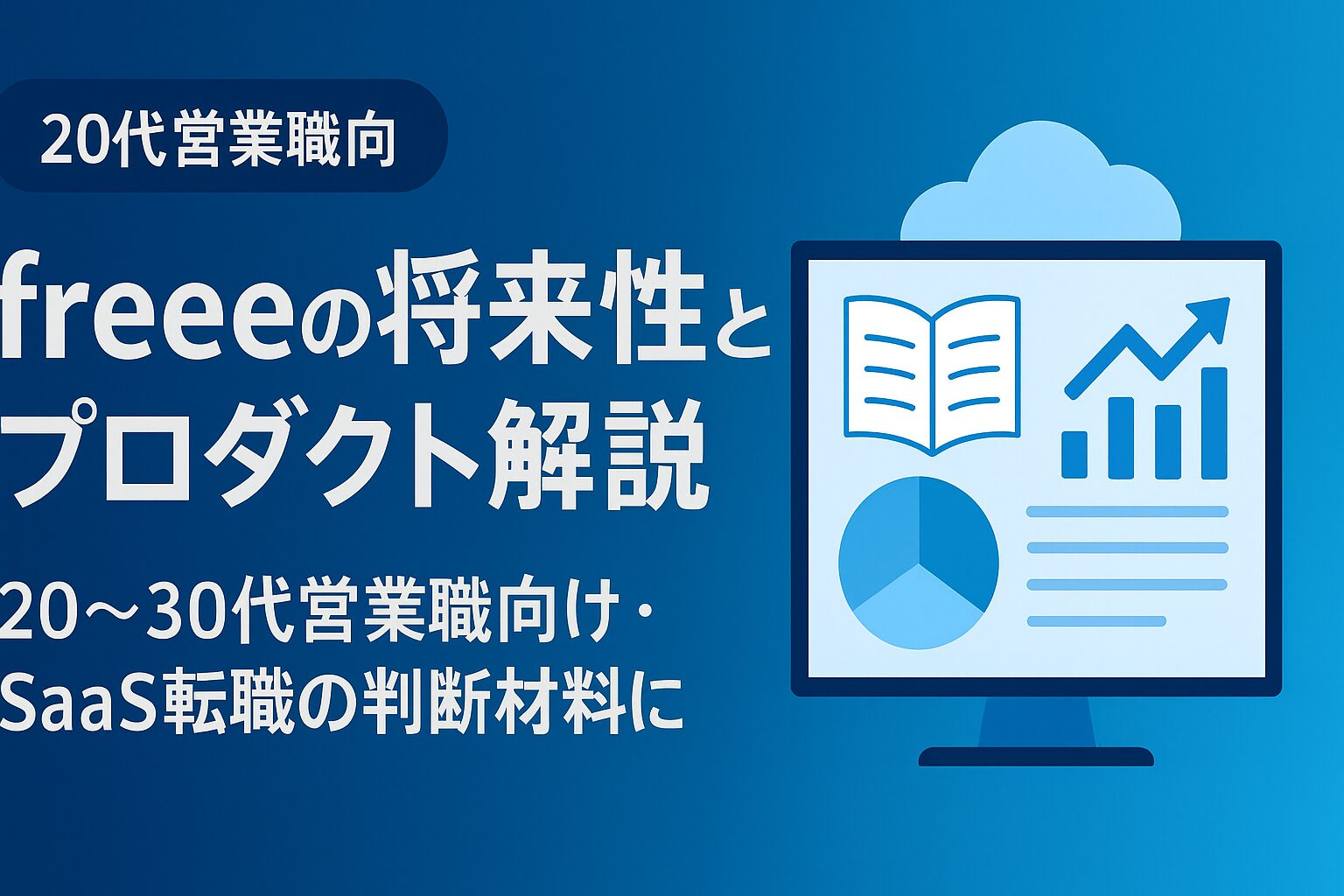 freeeの将来性とプロダクト特徴を解説するSaaS転職ブログ用アイキャッチ画像（20〜30代営業職向け）