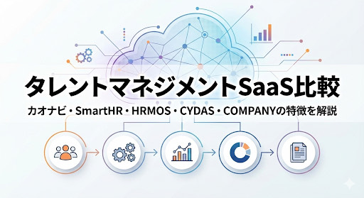 タレントマネジメントSaaS比較。カオナビ・SmartHR・HRMOS・CYDAS・COMPANYの特徴を解説。"